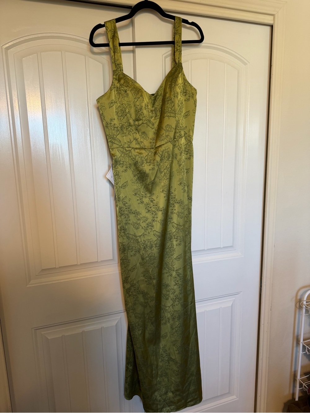 Azazie Olive Green Floral Maxi Dress